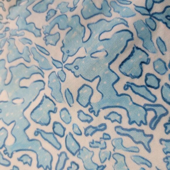 Susan Albright Dress L The Fripp Blue Aqua Blue White Cotton Tie Side Happy Plac - Picture 8 of 16